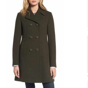 Kate Spade New York Green Wool Twill Double-Breasted Coat size Large